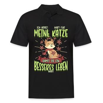 Katze Kätzchen Lustige Sprüche Haustier Geschenk - Männer Poloshirt - Schwarz - Vorne - Kai (181cm)