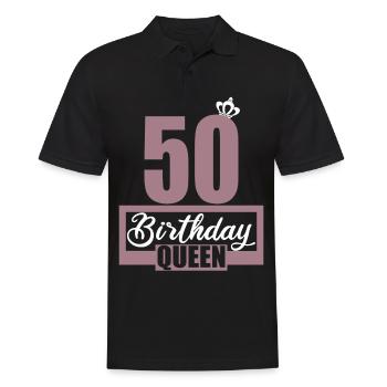 50e anniversaire 50 ans 50 années 50 Birthday Queen - Polo Homme - noir - Devant - Kai (181cm)