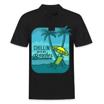 Chillin With My Beaches Fernweh Strandurlaub - Männer Poloshirt - Schwarz - Vorne - Kai (181cm)