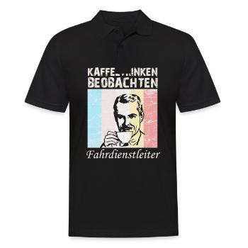 Fahrdienstleiter Spruch Kaffee - Männer Poloshirt - Schwarz - Vorne - Kai (181cm)