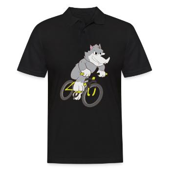 Mountain Bike Wolf - Men's Polo Shirt - black - Front - Kai (181cm)