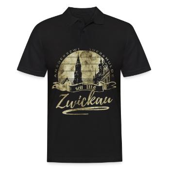 zwickau vintage - Männer Poloshirt - Schwarz - Vorne - Kai (181cm)