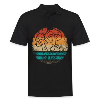Rétro Champignons Cueeil de champignons Vintage Chasseur de champignons - Polo Homme - noir - Devant - Kai (181cm)