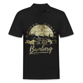 Bamberg Vintage - Männer Poloshirt - Schwarz - Vorne - Kai (181cm)