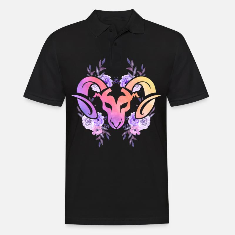 Widder Sternzeichen Horoskop Astrologie - Männer Poloshirt - Schwarz