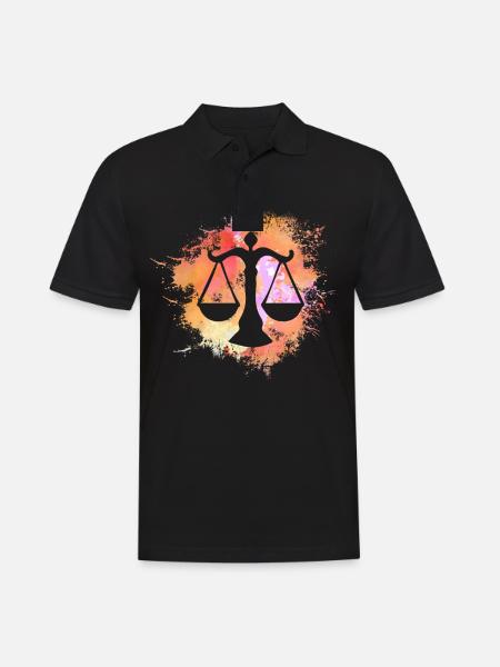 Waage Sternzeichen Horoskop Astrologie - Männer Poloshirt - Schwarz