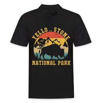 USA Amerika Nationalpark - Männer Poloshirt - Schwarz - Vorne - Kai (181cm)