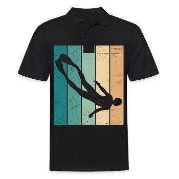 Freitauchen Retro Freitaucher Apnoetaucher Apnoe - Männer Poloshirt - Schwarz - Vorne - Kai (181cm)