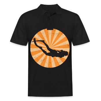Freitauchen Vintage Freitaucher Apnoetaucher Apnoe - Männer Poloshirt - Schwarz - Vorne - Kai (181cm)