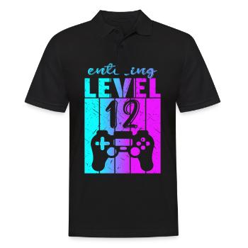 Level 12 Gaming Controller 12. Geburtstag - Männer Poloshirt - Schwarz - Vorne - Kai (181cm)