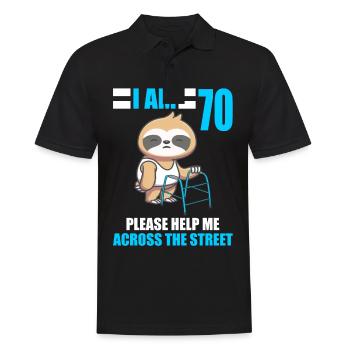 70 bitte helfen Sie mir über Straße 70. Geburtstag - Männer Poloshirt - Schwarz - Vorne - Kai (181cm)