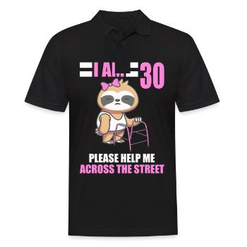 30 bitte helfen Sie mir über Straße 30. Geburtstag - Männer Poloshirt - Schwarz - Vorne - Kai (181cm)