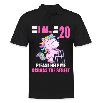 20 bitte helfen Sie mir über Straße 20. Geburtstag - Männer Poloshirt - Schwarz - Vorne - Kai (181cm)