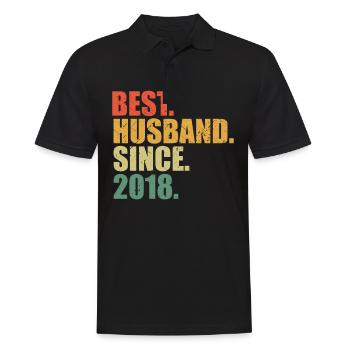 Best Husband since 2018 3rd Wedding Anniversary - Men's Polo Shirt - black - Front - Kai (181cm)