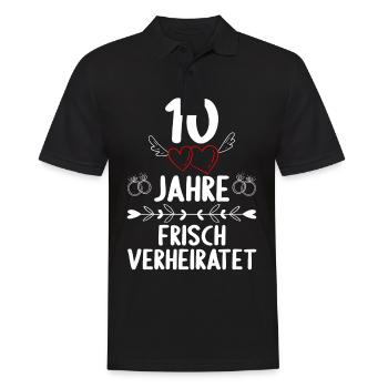 10 Jahre frisch verheiratet 10. Hochzeitstag - Männer Poloshirt - Schwarz - Vorne - Kai (181cm)