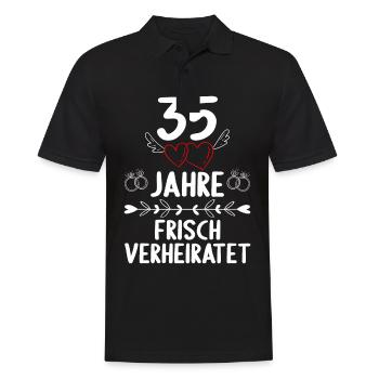 35 Jahre frisch verheiratet 35. Hochzeitstag - Männer Poloshirt - Schwarz - Vorne - Kai (181cm)