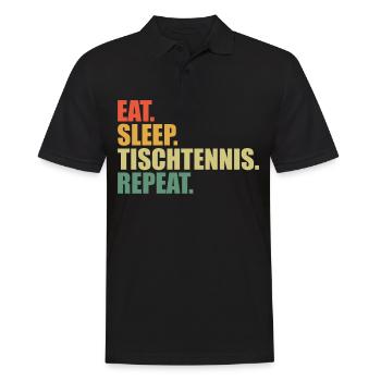 Tischtennis Eat Sleep Tischtennis Repeat - Männer Poloshirt - Schwarz - Vorne - Kai (181cm)