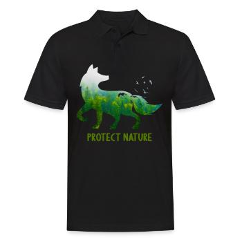 Protect Nature Fox Unmweltschutz Tierschutz - Männer Poloshirt - Schwarz - Vorne - Kai (181cm)