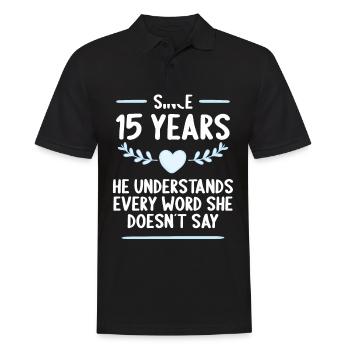 15 years married 15th wedding anniversary - Men's Polo Shirt - black - Front - Kai (181cm)