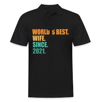 Meilleure épouse depuis 2021 1er anniversaire de mariage - Polo Homme - noir - Devant - Kai (181cm)