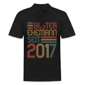 Bester Ehemann seit 2017 4. Hochzeitstag - Männer Poloshirt - Schwarz - Vorne - Kai (181cm)