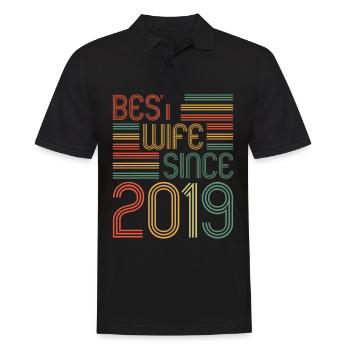 Meilleure épouse depuis 2019 2e anniversaire de mariage - Polo Homme - noir - Devant - Kai (181cm)
