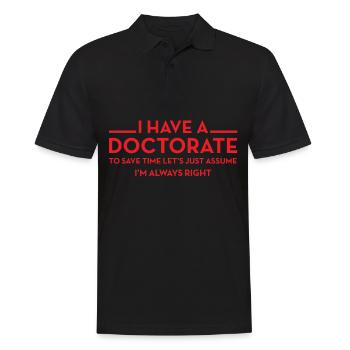 J’ai un doctorat | PhD - Polo Homme - noir - Devant - Kai (181cm)