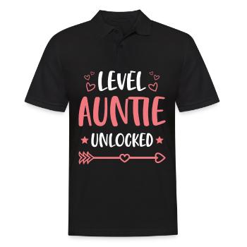 Level Auntie unlocked Design für eine Tante - Männer Poloshirt - Schwarz - Vorne - Kai (181cm)