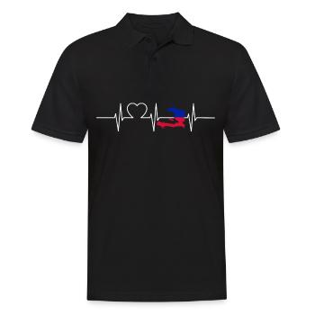 Haiti Heartbeat Flag Vintage Retro Haiti - Men's Polo Shirt - black - Front - Kai (181cm)