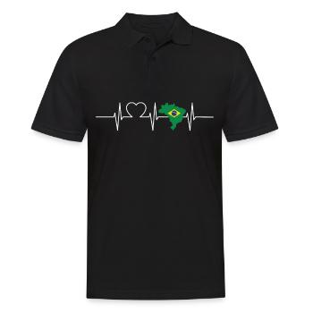 Brasilien Herzschlag Flagge Vintage Brasilien - Männer Poloshirt - Schwarz - Vorne - Kai (181cm)