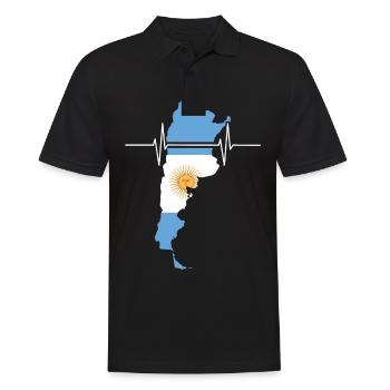 Argentinien Herzschlag Flagge Vintage Argentinien - Männer Poloshirt - Schwarz - Vorne - Kai (181cm)
