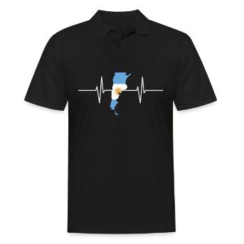 Argentinien Herzschlag Flagge Vintage Argentinien - Männer Poloshirt - Schwarz - Vorne - Kai (181cm)