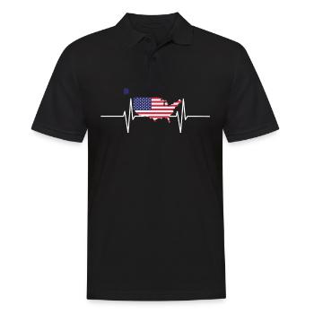 USA Battements de coeur Drapeau Usa Vintage - Polo Homme - noir - Devant - Kai (181cm)