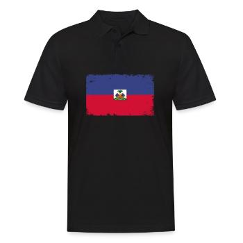 Haiti Heartbeat Flag Vintage Haiti - Men's Polo Shirt - black - Front - Kai (181cm)