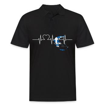 Grèce Herzschlag Flagge Vintage - Polo Homme - noir - Devant - Kai (181cm)