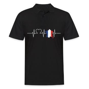 France Battements de coeur Drapeau Vintage France - Polo Homme - noir - Devant - Kai (181cm)