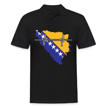 Drapeau De Battements de cœur de Bosnie-Herzégovine Vintage - Polo Homme - noir - Devant - Kai (181cm)