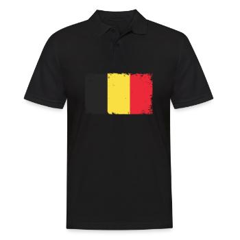 Belgien Herzschlag Flagge Vintage Belgien - Männer Poloshirt - Schwarz - Vorne - Kai (181cm)