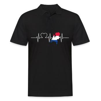 Pays-Bas Herzschlag Flagge Vintage Pays-Bas - Polo Homme - noir - Devant - Kai (181cm)