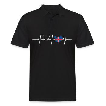 Island Herzschlag Flagge Vintage Island - Polo Homme - noir - Devant - Kai (181cm)