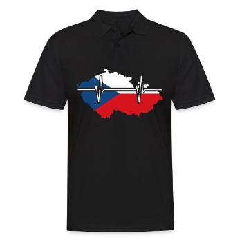 Czech Republic Heartbeat Flag Vintage Czech Republic - Men's Polo Shirt - black - Front - Kai (181cm)