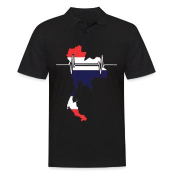 Thaïlande Heartbeat Flag Vintage Thaïlande - Polo Homme - noir - Devant - Kai (181cm)
