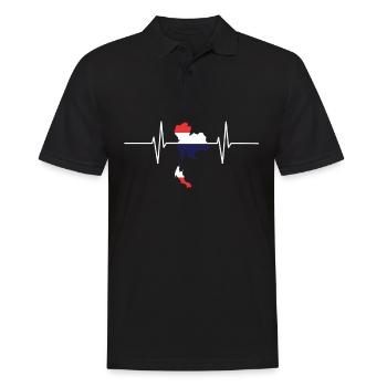 Thaïlande Heartbeat Flag Vintage Thaïlande - Polo Homme - noir - Devant - Kai (181cm)