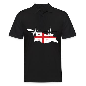 Georgien Herzschlag Flagge Vintage Georgien - Männer Poloshirt - Schwarz - Vorne - Kai (181cm)