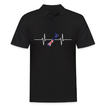 New Zealand Heartbeat Flag Vintage New Zealand - Polo Homme - noir - Devant - Kai (181cm)