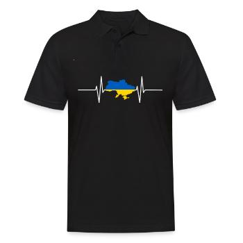 Ukraine Heartbeat Flag Vintage Ukraine - Polo Homme - noir - Devant - Kai (181cm)
