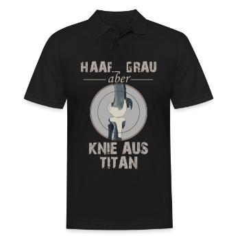 Haare grau aber Knie aus Titan - Männer Poloshirt - Schwarz - Vorne - Kai (181cm)