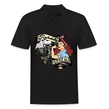 Vintage 50s RnR Design - Rockabilly Legend - Männer Poloshirt - Schwarz - Vorne - Kai (181cm)