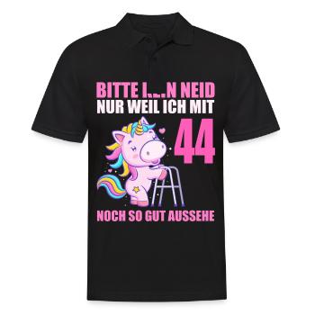 Bitte kein Neid 44 Jahre Einhorn 44. Geburtstag - Männer Poloshirt - Schwarz - Vorne - Kai (181cm)