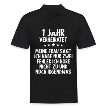 1 Jahr verheiratet lustig 1. Hochzeitstag - Männer Poloshirt - Schwarz - Vorne - Kai (181cm)